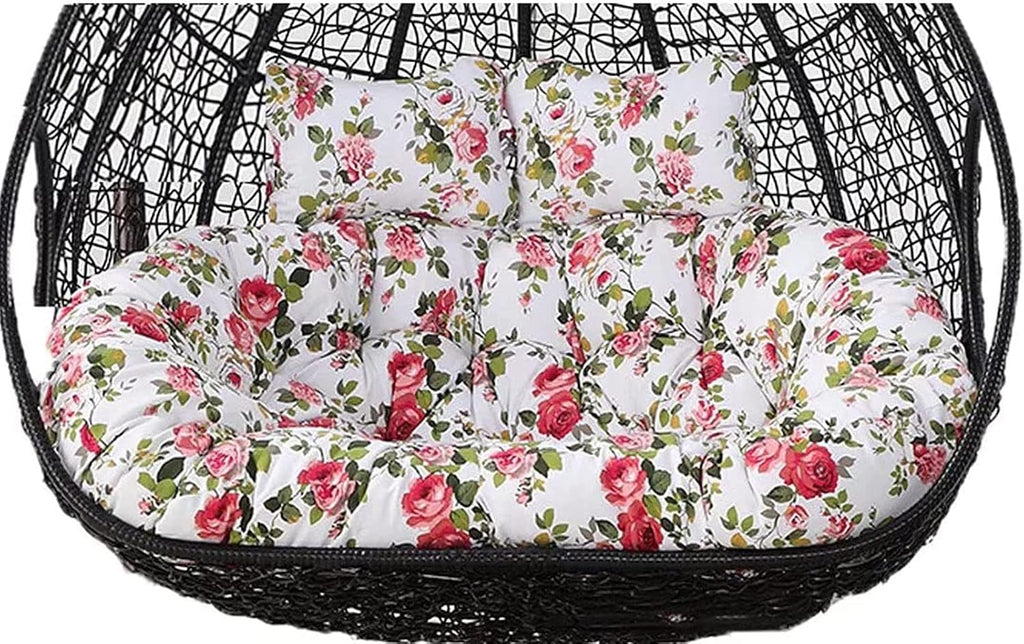 ZTGL Hammock Swing Chair Cushion, Double Egg Chair Cushion Replacement, Outdoor Patio Wicker Loveseat Hanging Swing Egg Chairs for 2 Persons Patio Backyard Balcony,Flower e