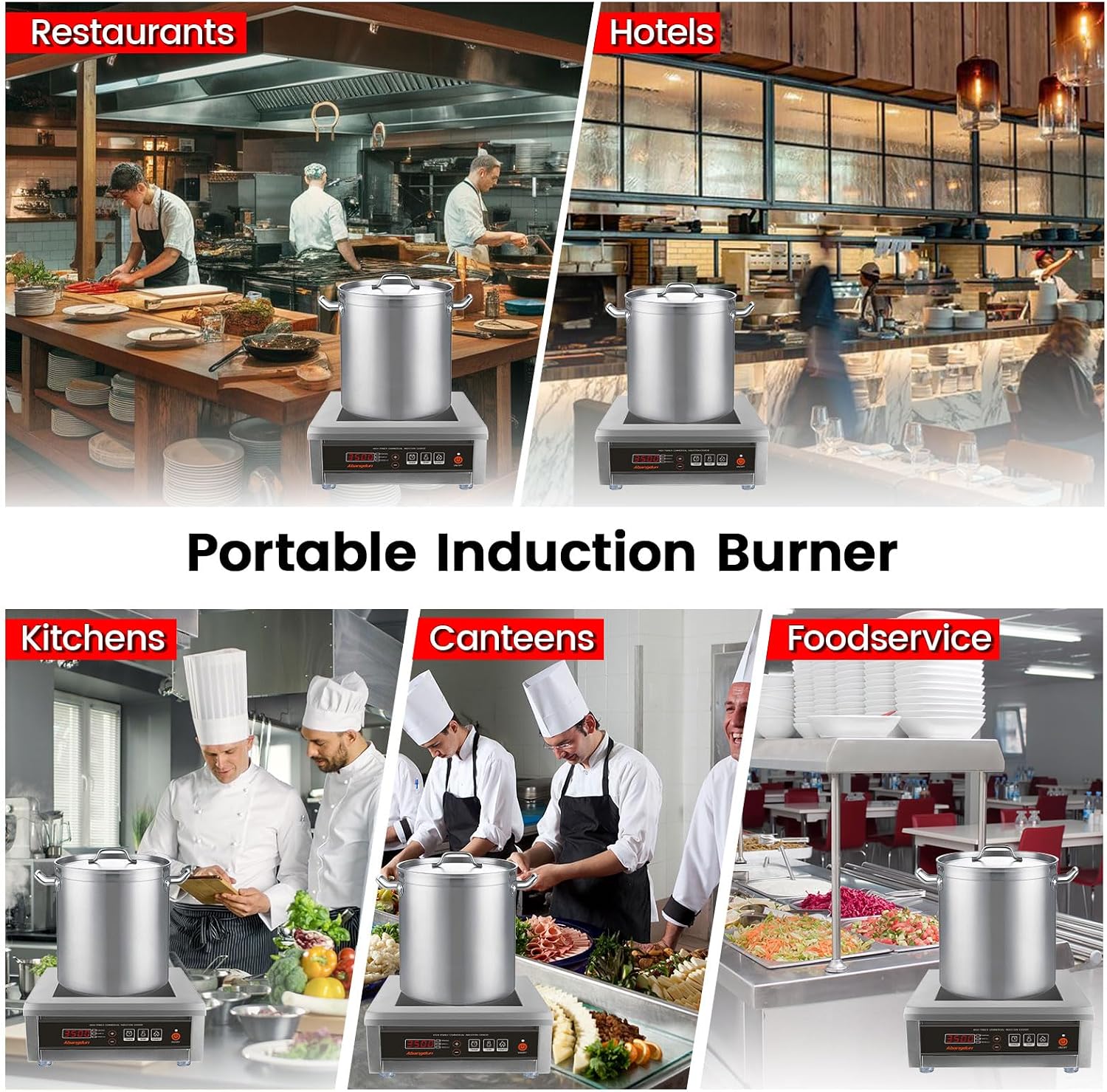 3500W Commercial Induction Cooktop, 240V Single Induction Burner with 18-Hour Timer, High-Efficiency Induction Heater for Restaurant & Catering