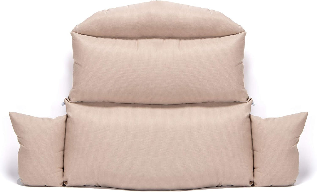 LeisureMod 2 Person Hanging Egg Chair Cushion - Beige, Weather-Resistant, Quick-Drying Fabric with Soft Cotton Filling, Machine Washable
