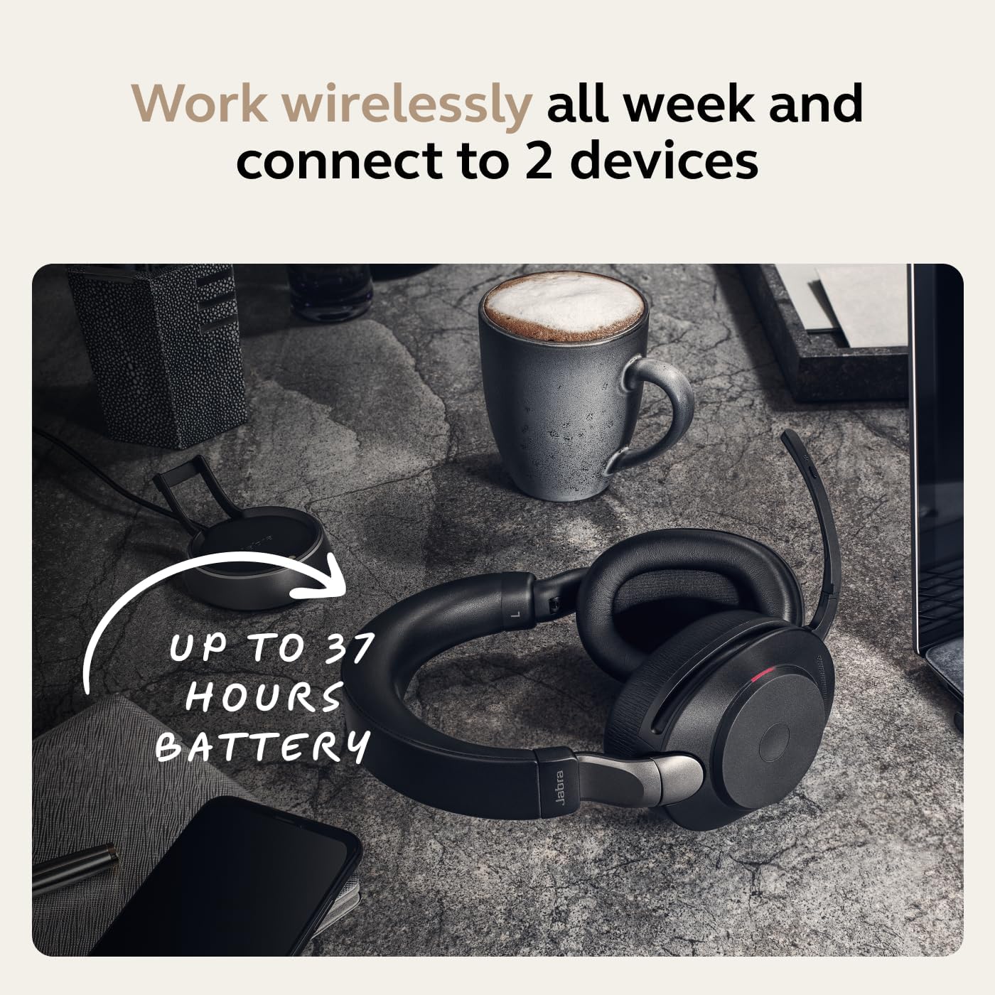 Jabra Evolve2 85 - USB-C MS Teams Stereo - Black Wireless Headset/Music Headphones Black