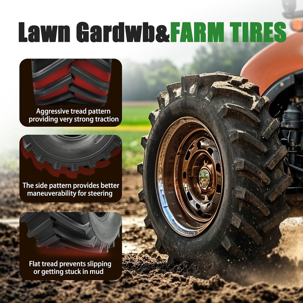 TRIPOWER 24x12x12 Garden Tractor Tires - 24x12.00-12 Lawn Mower Tires for Zero Turn Wrok on Hill - Workout Tire for Flipping, Super Traction, 6PR Tubeless, Set of 2