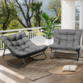 Outdoor & Indoor Oversized Rocking Chairs Set of 2, Modern Metal Lounge Rocking Chair with Thick Cushions, High Back Rocker Chair Set for Living Room, Patio, Porch, Garden, Backyard