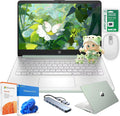 HP Ultra Thin 14' Laptop with Copilot, Intel N150, 16GB RAM, 384GB(128GB eMMC+256GB SD Card) • HUB • Mouse, Windows 11 Pro, 1-Year Office 365, Lightweight Green Notebook for Work & School