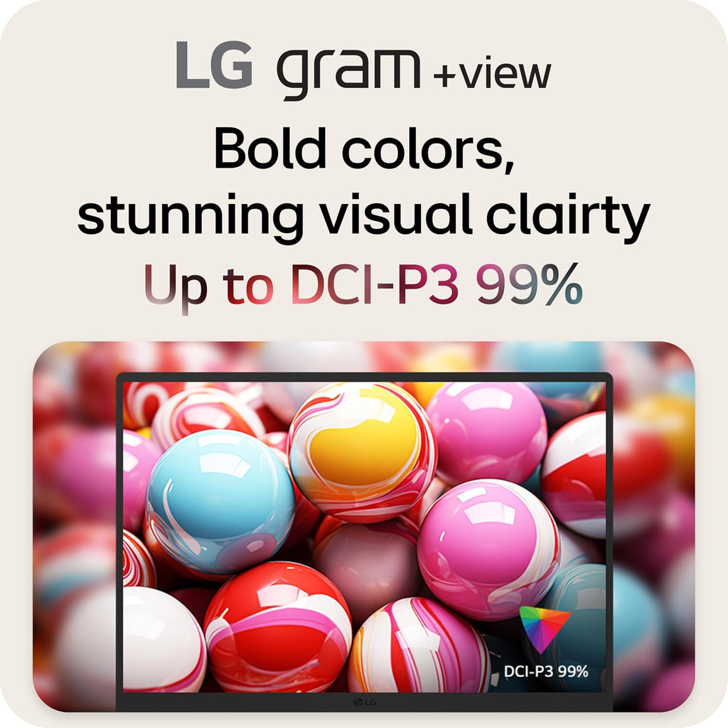 LG gram +View 17-inch Lightweight, Portable WQXG (2560x1600) Anti-Glare IPS Monitor, 16:10 Aspect Ratio, up to DCI-P3 99% Color, Built-in Speaker, USB Type-C, DisplayPort, mini HDM - Titan Silver