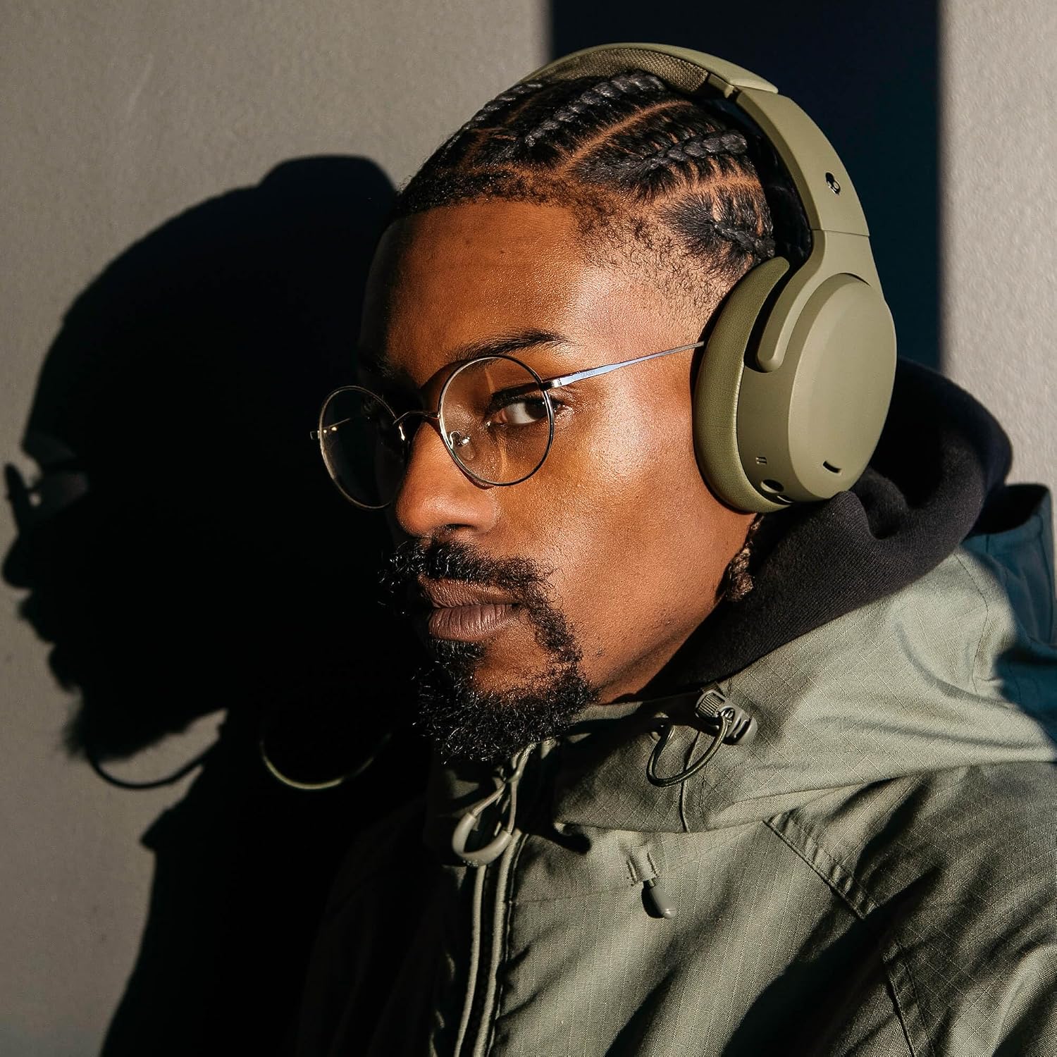 Skullcandy Crusher ANC 2 Wireless Over-Ear Bluetooth Headphones with Multi-Sensory Bass, Active Noise Cancelling, Up to 60 Hours Battery, Microphone for iPhone Android - Drab