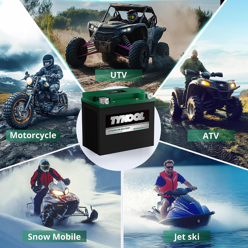 TYKOOL LFP30L-BS-STD 12V Lithium Battery, Replaces YTX30L-BS, 650CCA Fits for ATV UTV Motorcycle PWC, Compatible with Benelli 900cc Polaris Ranger 500 700 800 Sea-Doo GTX GTI, Digital Readout [- +]