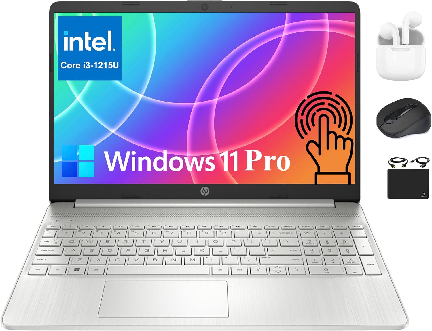 HP 2025 Pavilion 15.6' HD Touchscreen Laptop for Business, 6-Cores Intel i3-1215U up to 4.4GHz, 12GB RAM, 256GB SSD, UHD Graphics, Fast Charge, 10+ Hrs Battery, Win 11 Pro +HubxcelAccessory