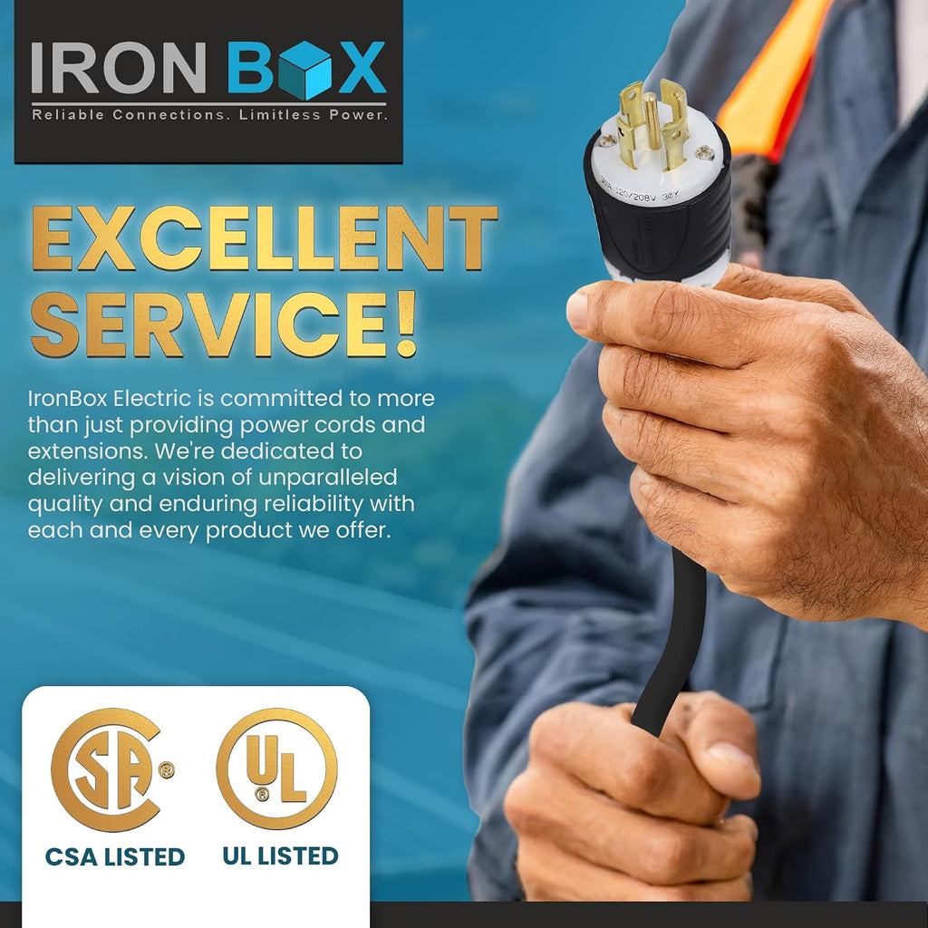 Iron Box Electric - Heavy-Duty L21-30P to L6-30R Connector Plug Adapter - 10/3 AWG - 30 Amps & 208V Rated - Reliable Power Solution for Generators, Transfer Switches, and Industrial Equipment(6 Foot)