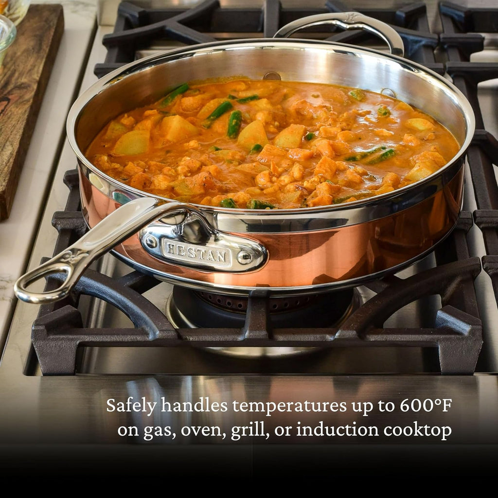 Hestan - CopperBond Collection - 100% Pure Copper Sauté Pan, Induction Cooktop Compatible, 3.5 Quart