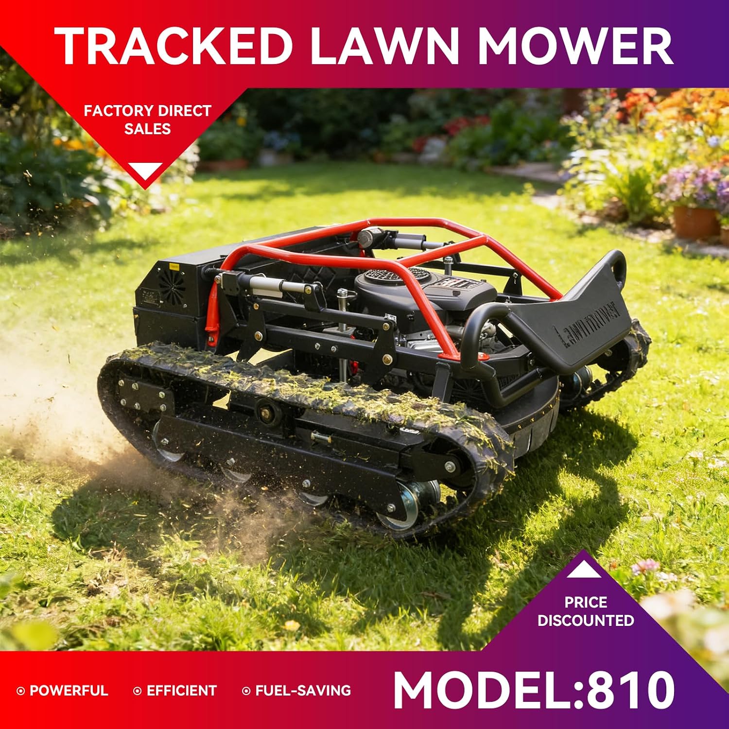 All-Terrain Remote-Controlled Robotic Lawnmower, Featuring a 27-Horsepower High-Power Twin-Cylinder Engine, a Mowing Width of up to 35.43 Inches, and a 48v Brushless Motor
