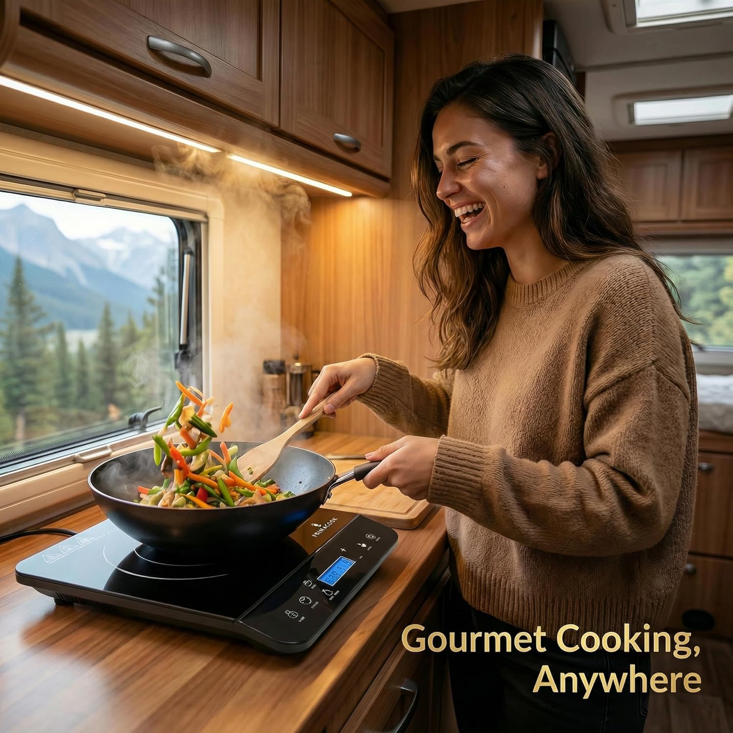 1800W Portable Induction Cooktop Burner – 20 Temperature Settings, 18 Power Levels, 10-Hour Timer – Countertop Electric Hot Plate for RV, Canning, Dorm, Kitchen – Child Safety Lock (Black)