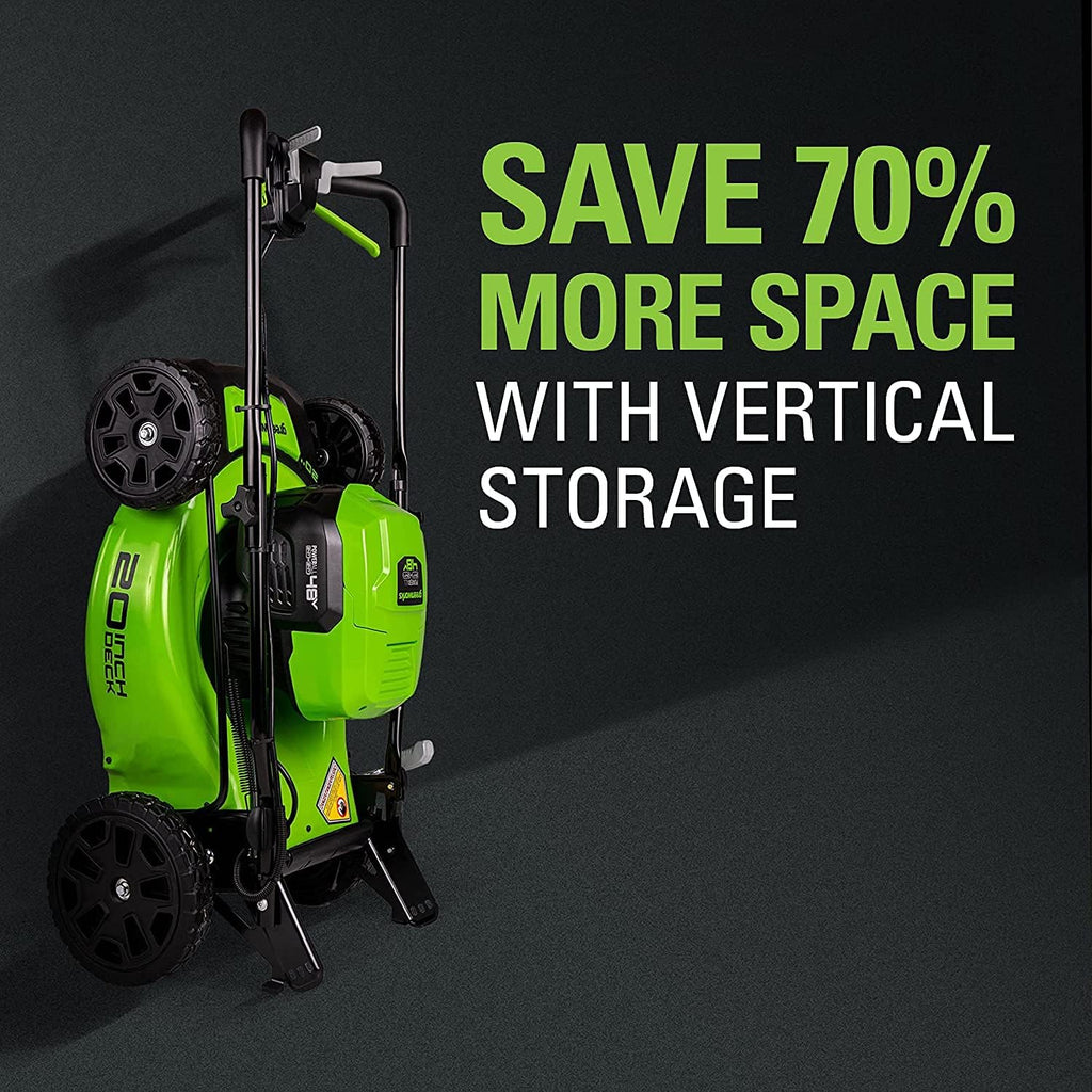 Greenworks 48V (2 x 24V) 20' Brushless Cordless Push Lawn Mower + 24V Brushless Drill / Driver, (2) 4.0Ah USB Batteries (USB Hub) and Dual Port Rapid Charger Included
