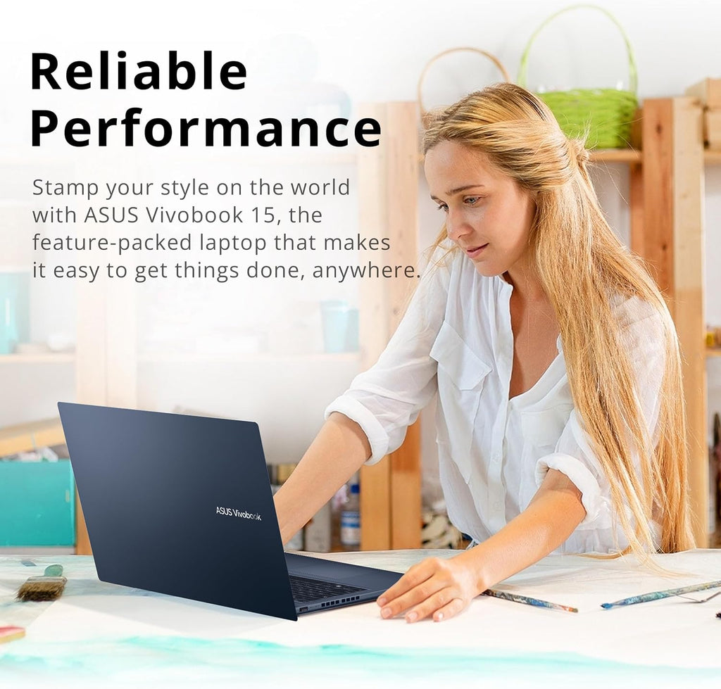 ASUS VivoBook 15 Slim 15.6' FHD Laptop, Intel i5-1240P, 16GB RAM, 512GB PCIe SSD, Intel Iris Xe Graphics, Backlit Keyboard, Fingerprint Reader, Wi-Fi 6, Windows 11 Pro, Blue (Renewed)