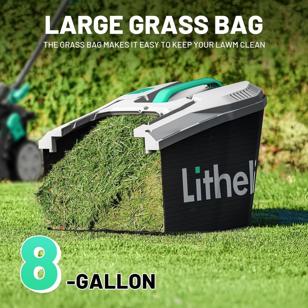 Litheli Cordless 13 Inch Cordless Lawn Mower 5 Heights 20V Electric Push Brushless Lawnmower for Garden, Yard, 4.0Ah Battery & Charger Included