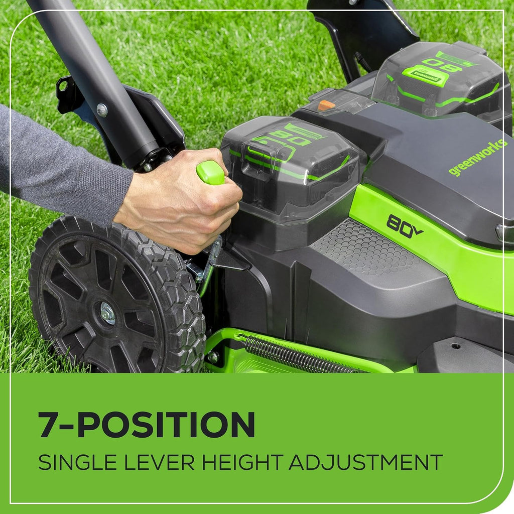 Greenworks 80V 25' Brushless Cordless ( Self-Propelled) Lawn Mower (75+ Compatible Tools), 5.0Ah Battery and Charger Included