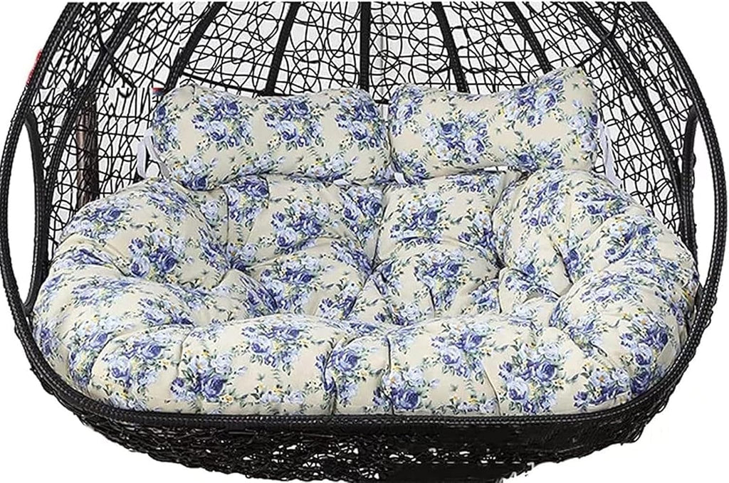 2 Person Egg Chair Cushion Replacement, Double Hanging Rattan Chair Cushion, Hanging Rocking Chair with 2 Adjustable Headrests, Hanging Mattress for Patio Garden Furniture(D), Size