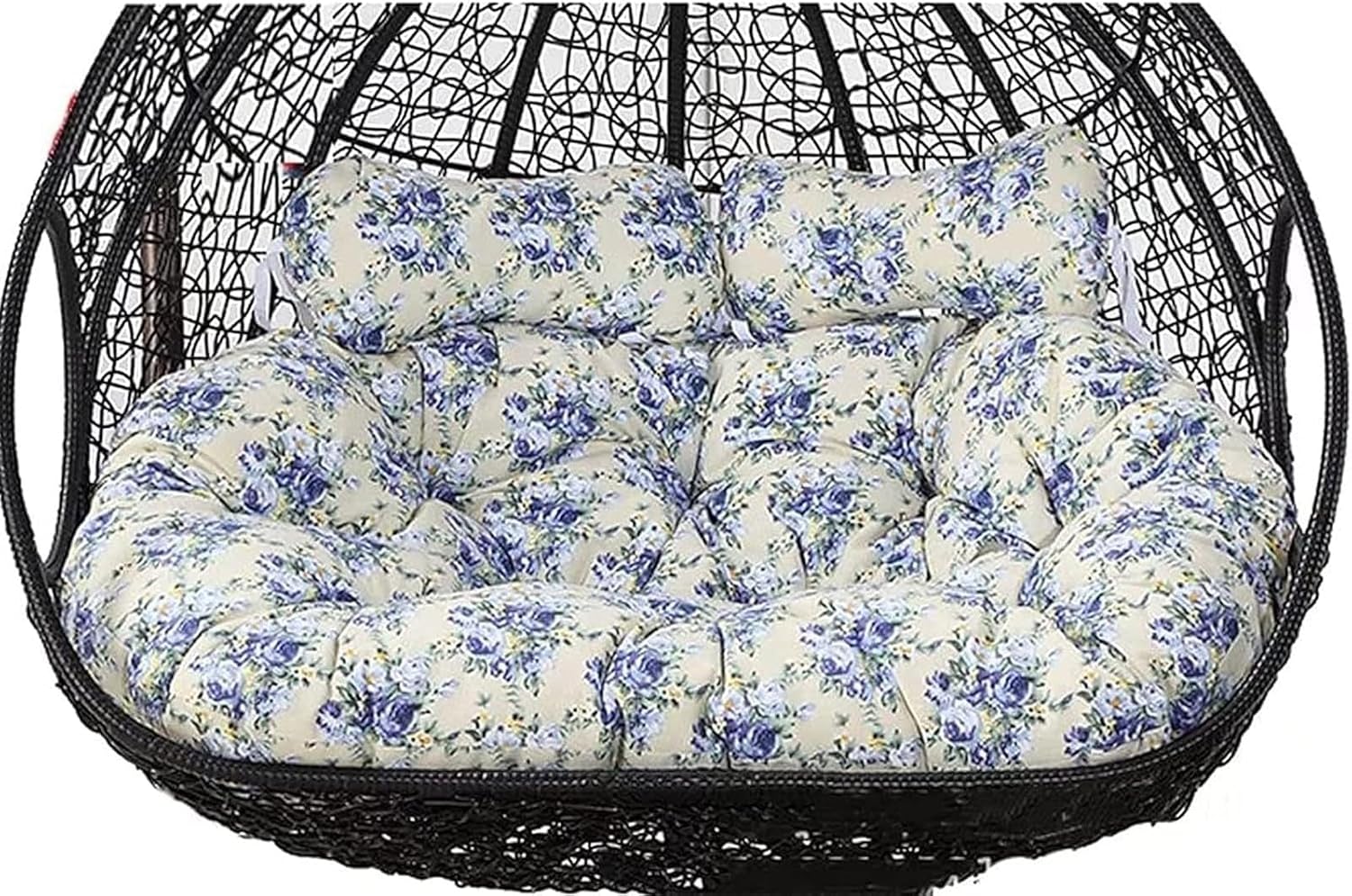 2 Person Egg Chair Cushion Replacement, Double Hanging Rattan Chair Cushion, Hanging Rocking Chair with 2 Adjustable Headrests, Hanging Mattress for Patio Garden Furniture(D), Size
