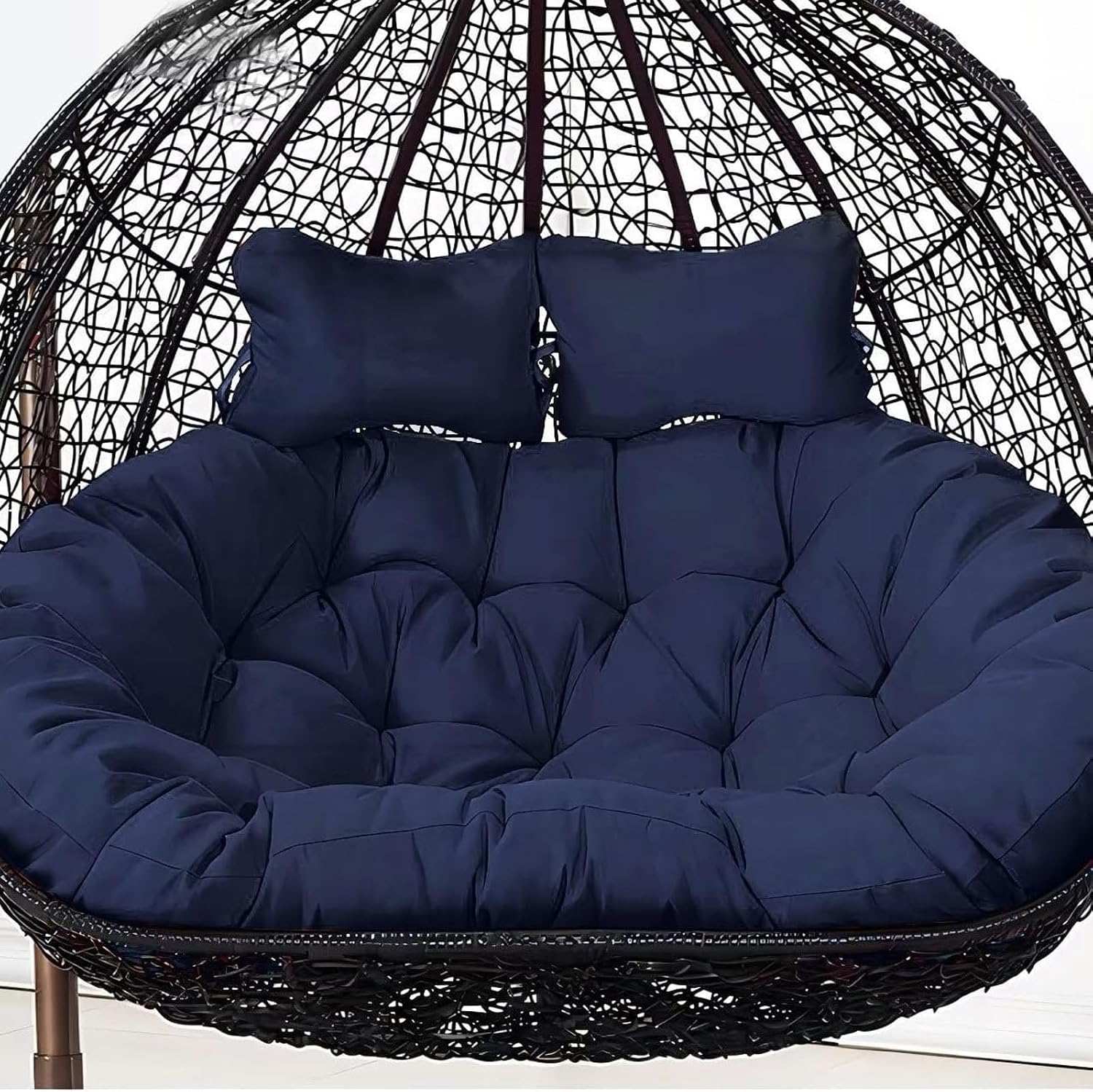 2 Seater Egg Chair Swing Cushion Outdoor,Double Egg Chair Cushion Replacement,Waterproof Detachable Hanging Basket Chair Cushions,for Garden Balcony(A)