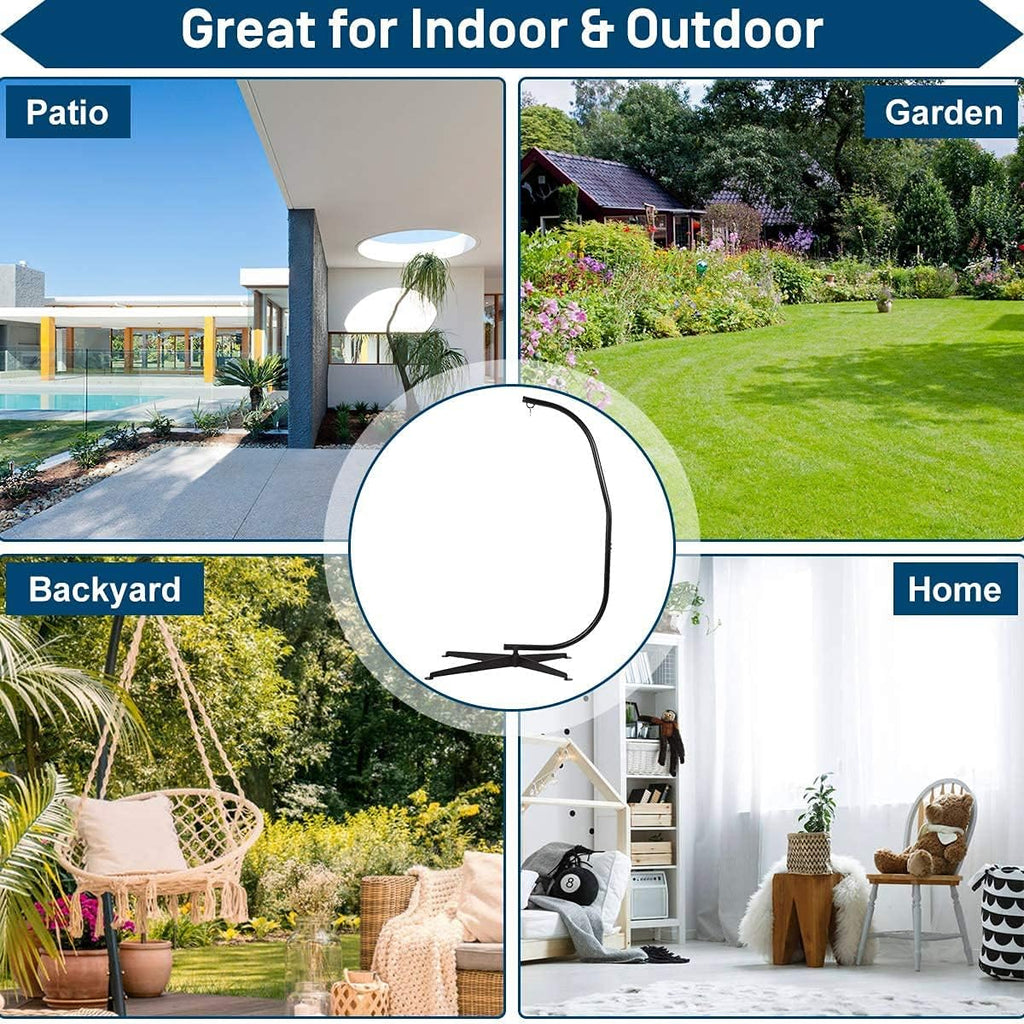 BestMassage Hanging Hammock Stands Hammock Chair Stands Solid Steel Heavy Duty Stand Only Construction for Hanging Hammock ，C Stand Air Porch Swing Chair for Indoor Outdoor
