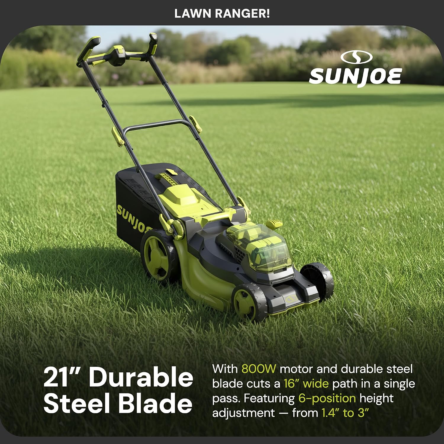 Sun Joe 24V-X2-16LM 48-Volt IONMAX Cordless Brushless Lawn Mower Kit, W/ 4.0-Ah Battery + Dual Port Charger & 12-Gallon Collection Bag, 16-Inch, Comfort Grip, One Touch 6-Position Height Adjustment