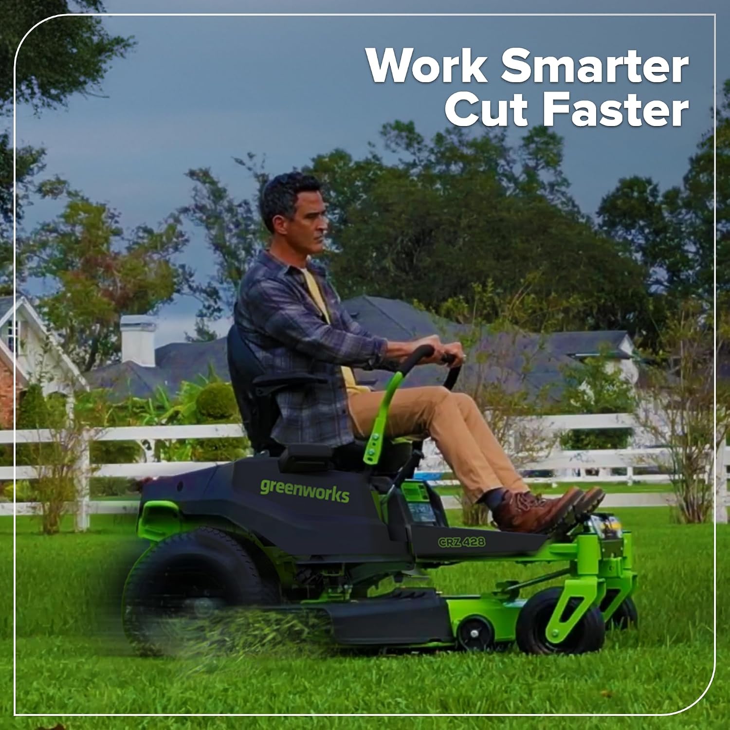 Greenworks 80V 42' CrossoverZ Zero Turn Riding Lawn Mower, (6) 6.0Ah Batteries and 600W Charger