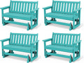 SERWALL Outdoor Glider Bench Set of 4, HDPE Weather-Resistant Swinging Bench for Backyard Garden Porch, Aruba
