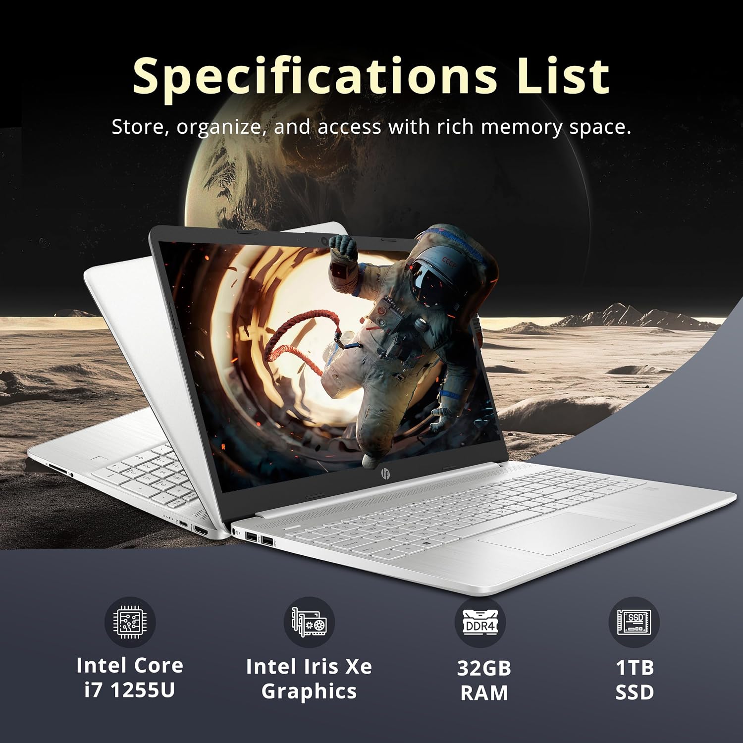 HP 15.6' FHD Touchscreen Business Laptop, Intel i7-1255U, 32GB RAM, 1TB PCIe SSD, Intel Iris Xe Graphics, Num Pad, Webcam, Windows 11 Pro, Natural Silver, 32GB Hotface USB Card