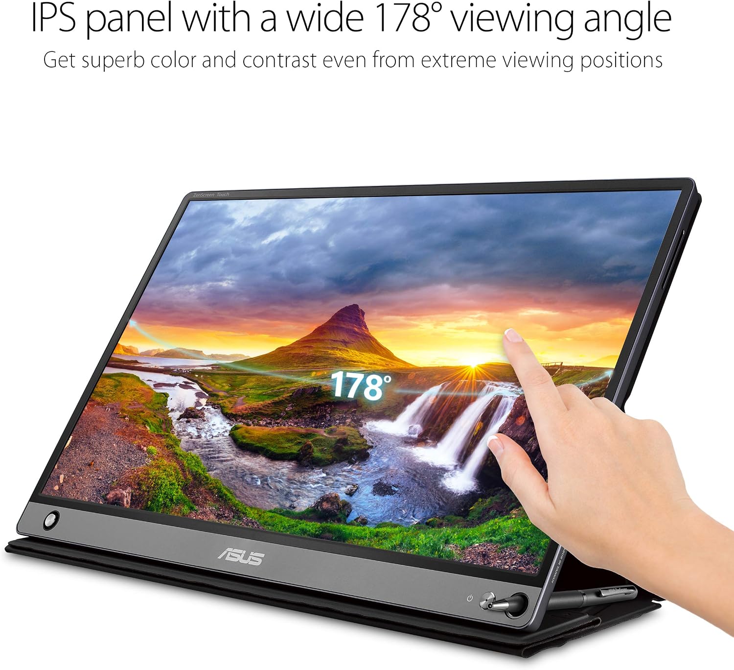 ASUS ZenScreen Touch Screen 15.6' 1080P Portable USB (MB16AMT) - Full HD (1920 x 1080), IPS, Anti-Glare, Built-in Battery, Speakers, Eye Care, USB Type-C, Micro HDMI, Smart Case, 3-Year Warranty