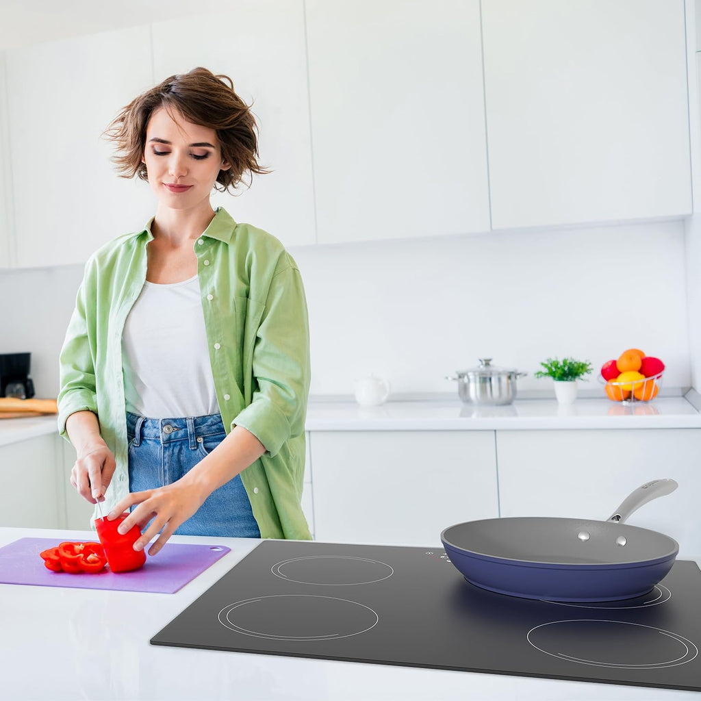 CDV 6000W Built-in Induction Cooktop 4 Burners, 24 Inch Electric Cooktop Touch Control Ceramic Glass Plate 9 Power Levels Fast Heating Child Safety Lock