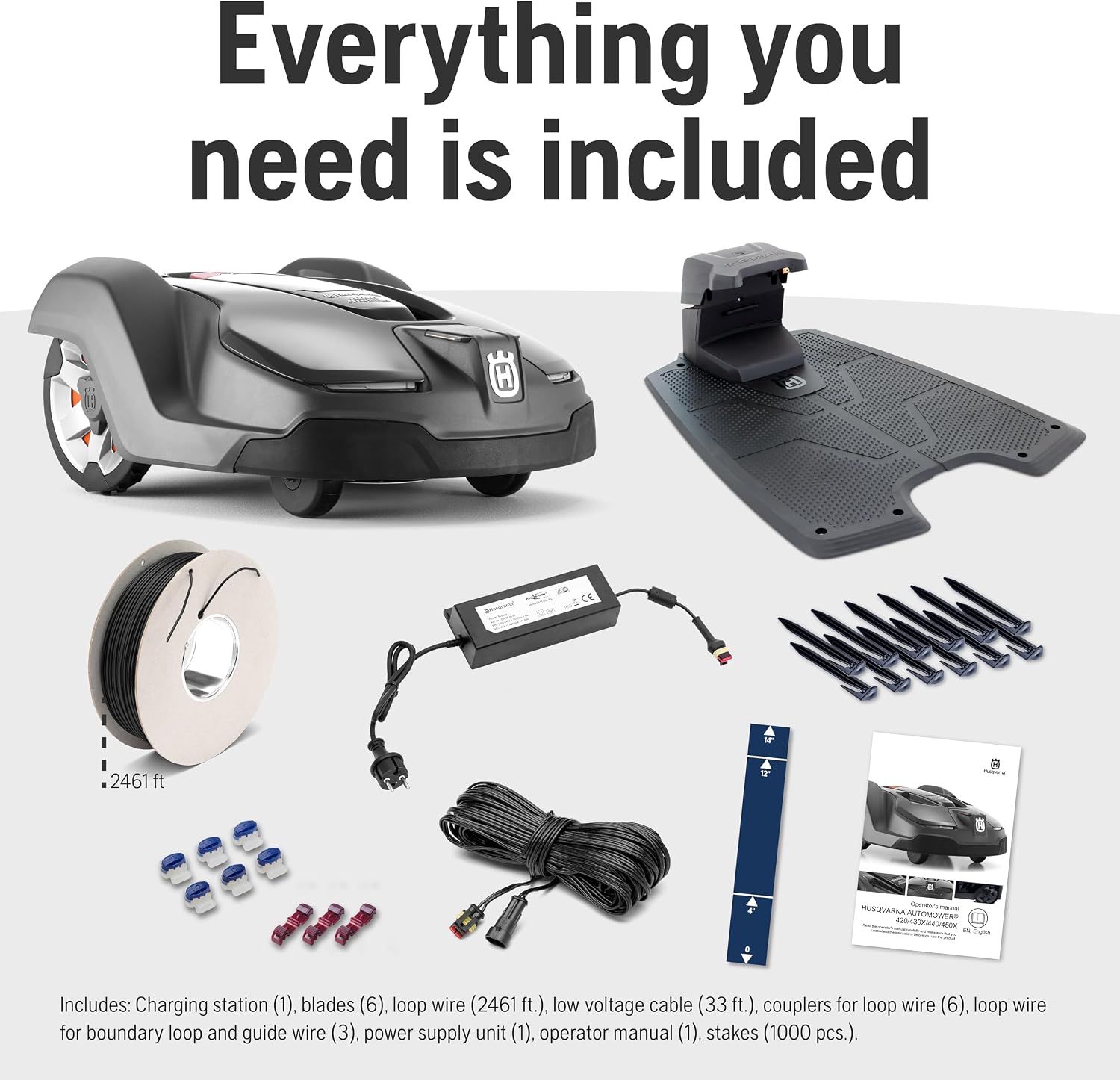 Husqvarna Automower 430X Robotic Lawn Mower with GPS Assisted Navigation, Automatic Lawn Mower with Self Installation and Ultra-Quiet Smart Mowing Tech for Medium to Large Yards (0.8 Acre), 967852845