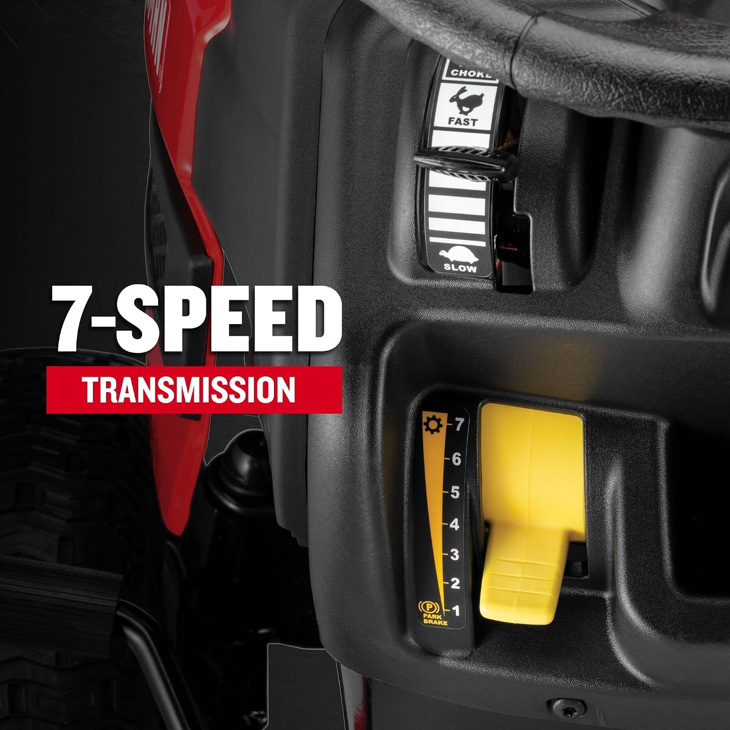 CRAFTSMAN 42' Gas Riding Lawn Mower with 17.5 HP* Briggs and Stratton Single-Cylinder Engine, Gas Lawn Tractor with 7-Speed Transmission, Red/Black (13AN77XSA93)