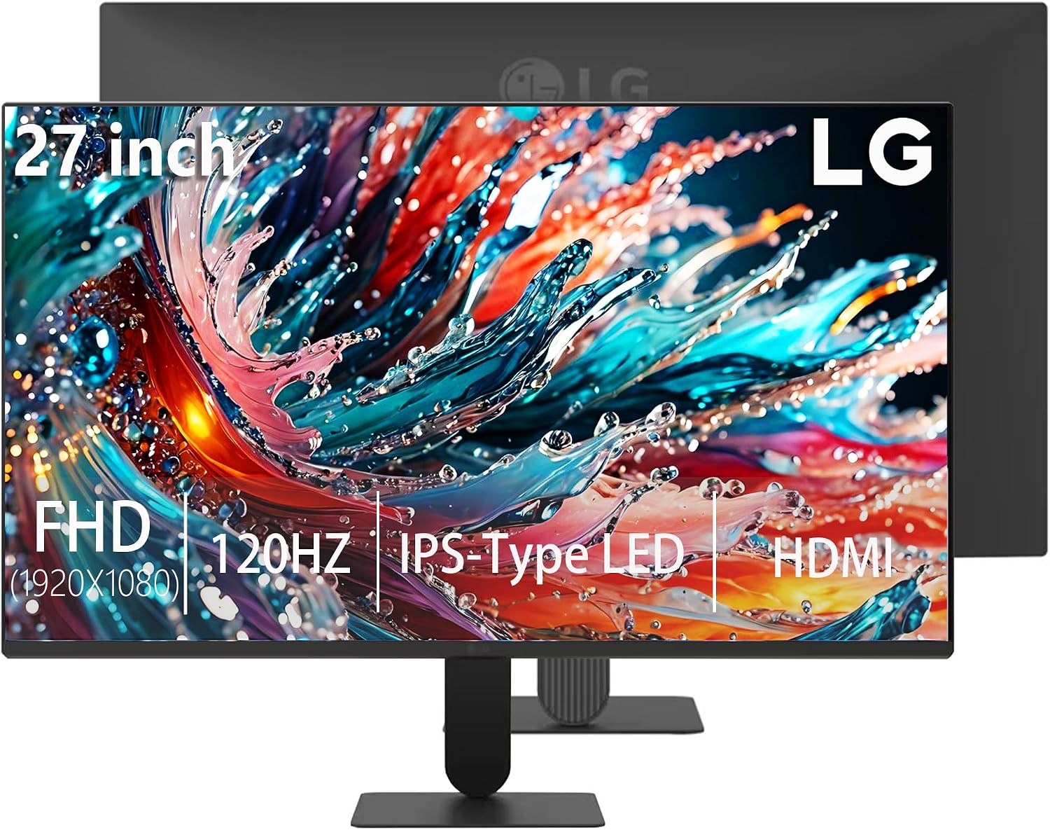 LG 27 Inch IPS Monitor, Full HD (1920 x 1080) Display, 120Hz, 1ms MBR, 99% sRGB, HDR10, WebOS, Tilt Adjustable, HDMI x 1, Borderless Display for Gaming and Office