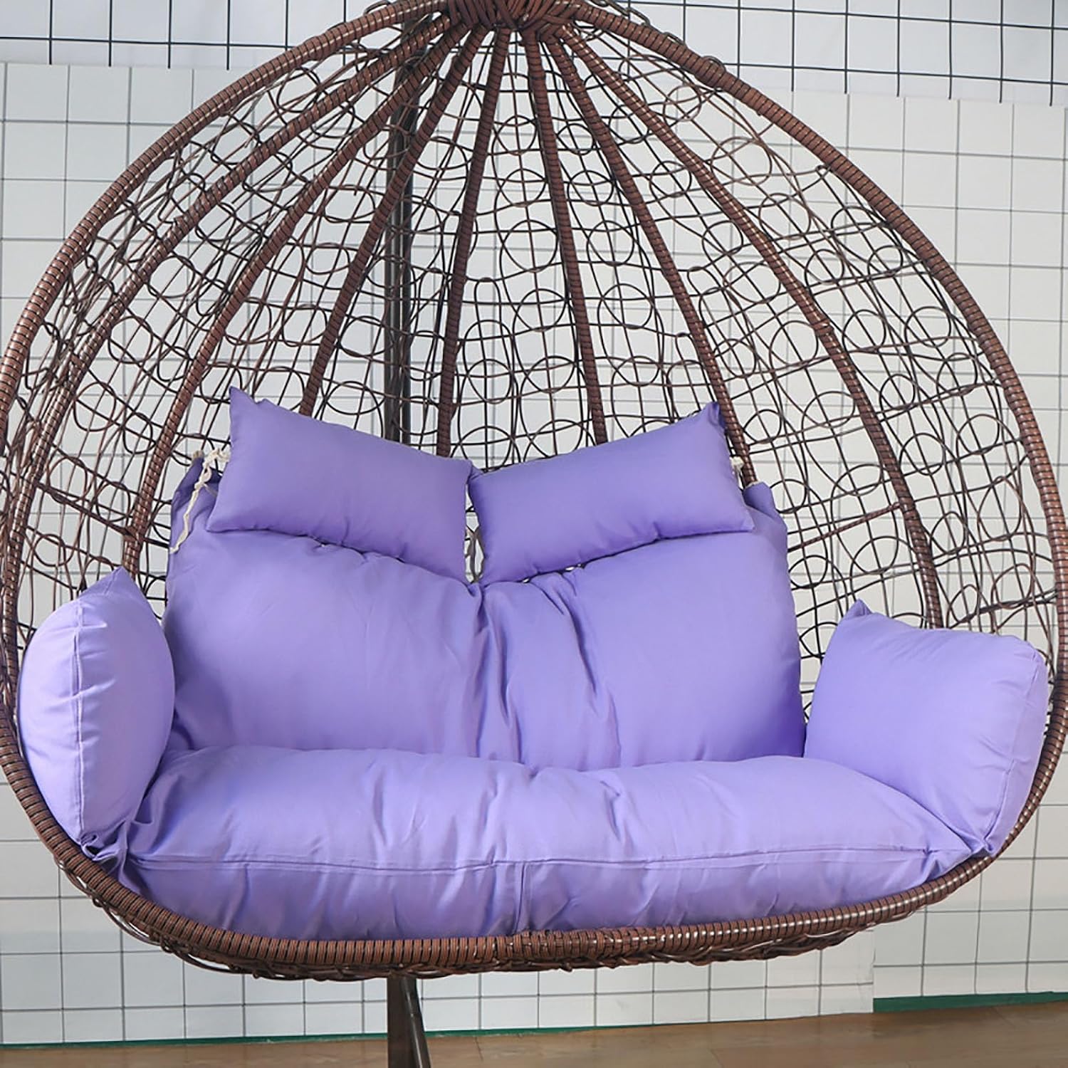 GARCAN Hammock Swing Chair Cushion, Replacement Pad, Double Egg Chair Cushion for Luxury Outdoor Patio Wicker Loveseat Hanging Chairs, 2 Persons, Backyard Balcony, E