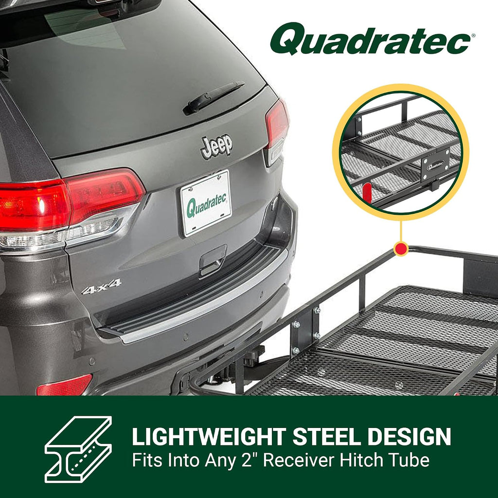 Quadratec Large Cargo Rack Basket Platform, 60' x 24' - Mounts to 2' Receiver Hitch - Great for Hauling Luggage, Camping Gear, Supplies, Generators, and More - Fits Jeeps, Cars, Trucks, SUV & More