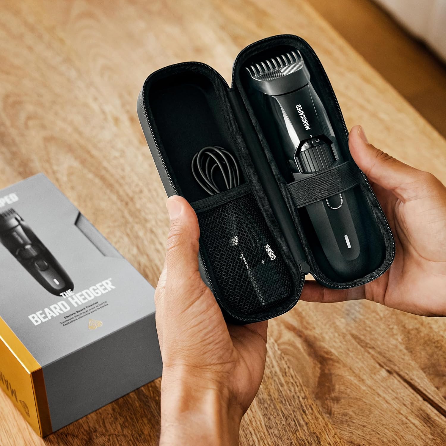 MANSCAPED® The Beard Hedger® Premium Men's Beard Trimmer & The Handyman™ Compact Electric Foil Face Shaver with Long-Hair Leveler & Foil Blades