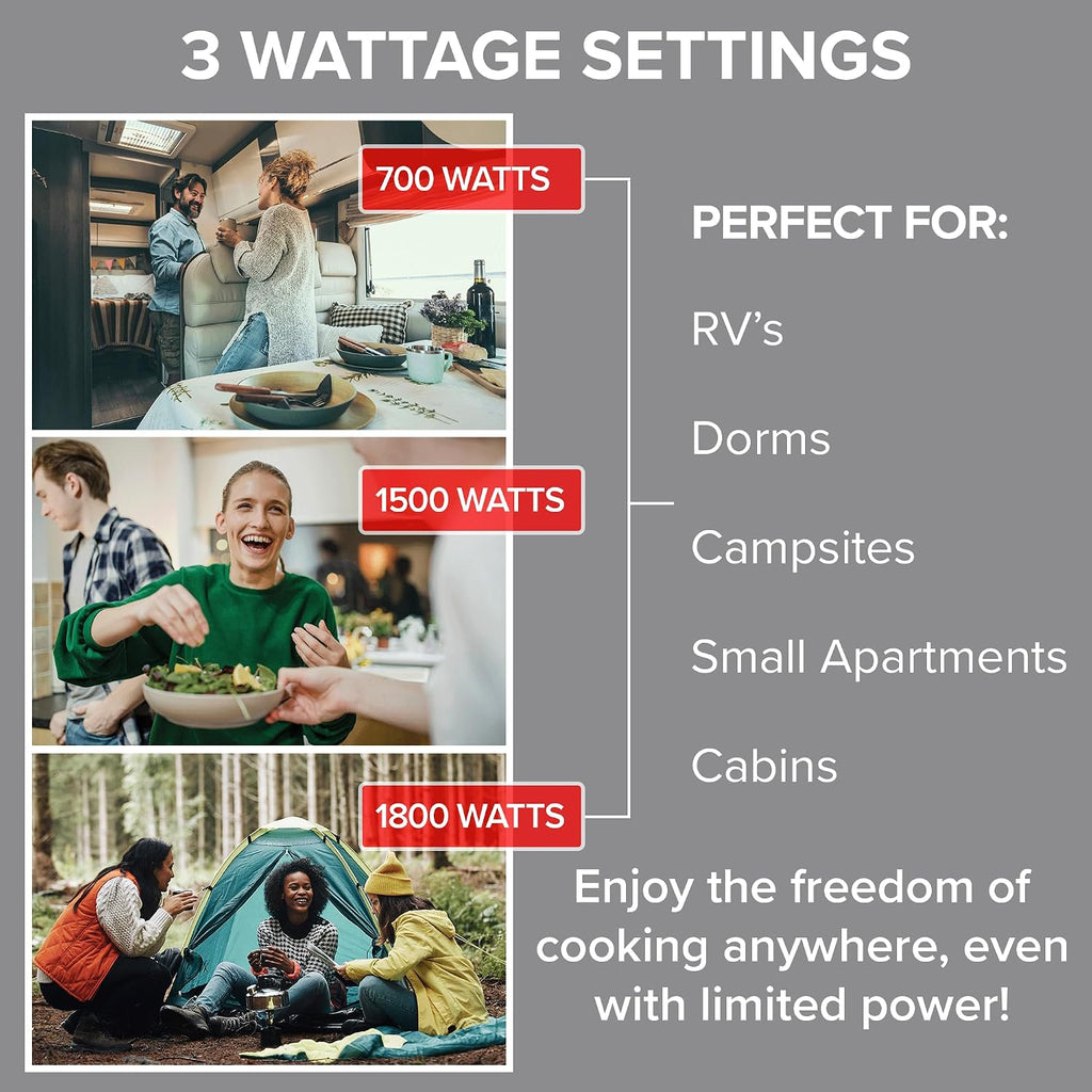 Nuwave Upgraded Induction Cooktop, 3 Wattage Control, Patented Digital Temp Probe, 8'Large Heating Coil, 12'Shatter-Proof Ceramic Glass,106 Temps-Ctrl