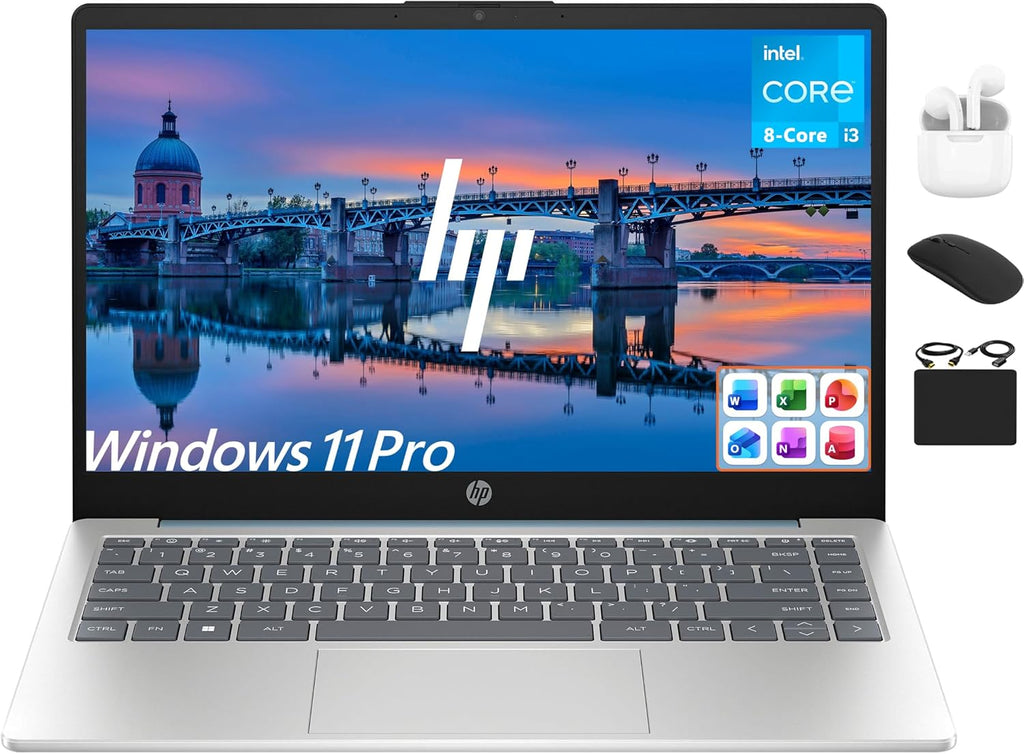 HP 14 Ultrabook Laptop Computer 2025 Premium Lifetime Office 2024, Copilot AI, 8-Core Intel Core i3, 16GB RAM, 1TB Storage (500GB SSD + 500GB Ext), Wi-Fi 6, Long Battery, Win 11 Pro, HubxcelAccessory