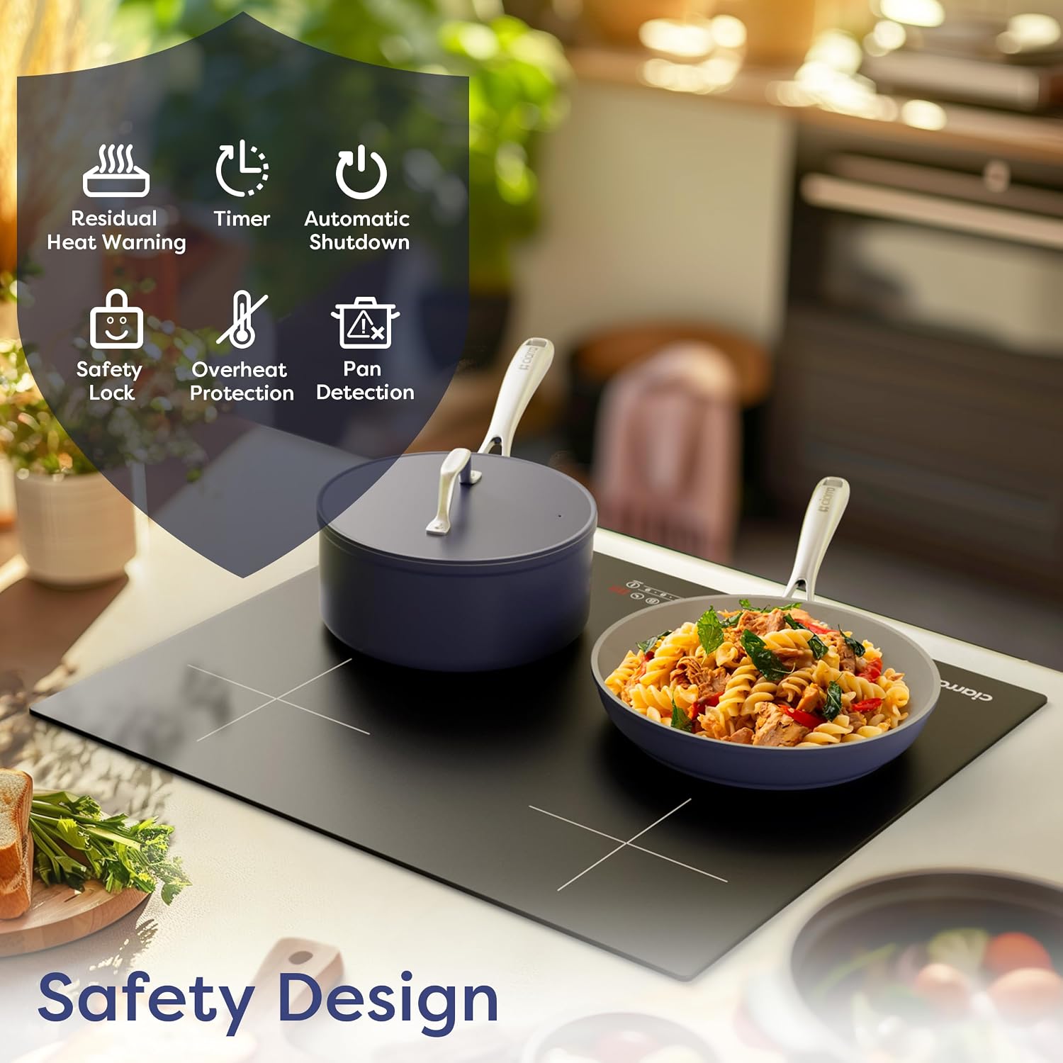 CDV 7200W Built-in Induction Cooktop 4 Burners, 24 Inch Electric Cooktop Touch Control Ceramic Glass Plate 9 Power Levels Fast Heating Child Safety Lock