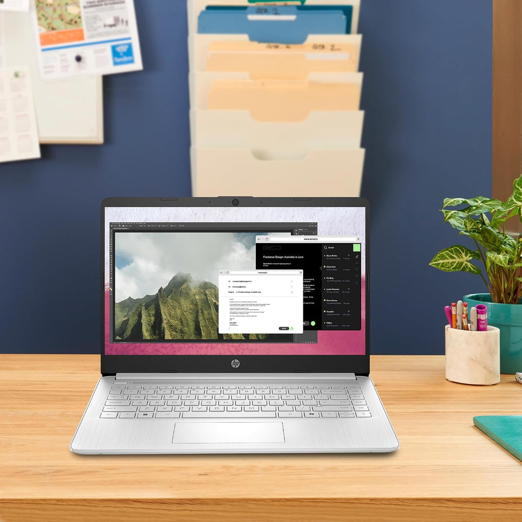 HP 14 inch Laptop, HD Touchscreen Display, Intel Celeron N4500, 4 GB RAM, 64 GB eMMC, Intel UHD Graphics, Windows 11 Home in S Mode, Natural Silver, 14-dq3550nr