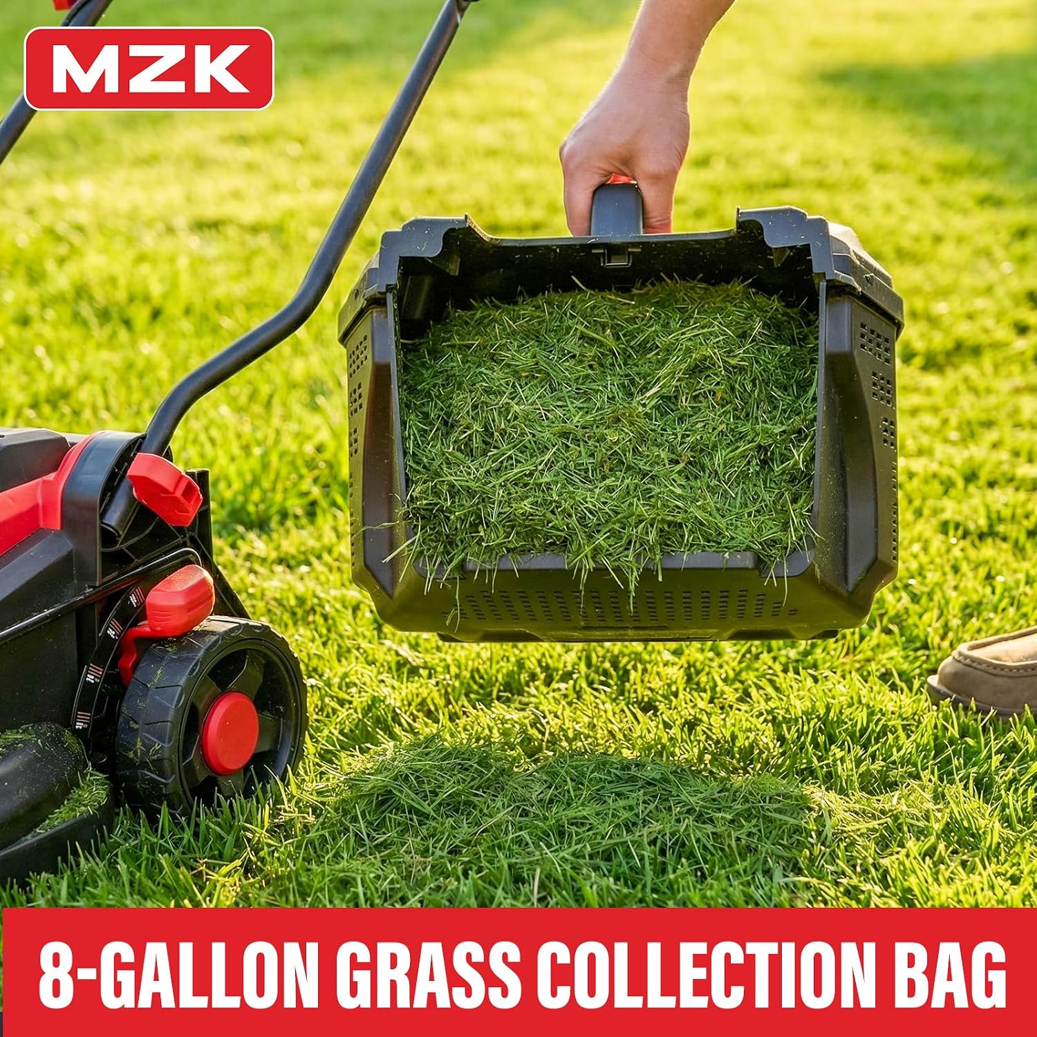 MZK 20V 13' Electric Lawn Mower, Brushless Cordless Lawn Mower with 4-Position Height Adjustment, Walk-Behind Push Mowers with 8 Gallon Grass Bag, 2 x 4.0Ah Batteries & Charger Included