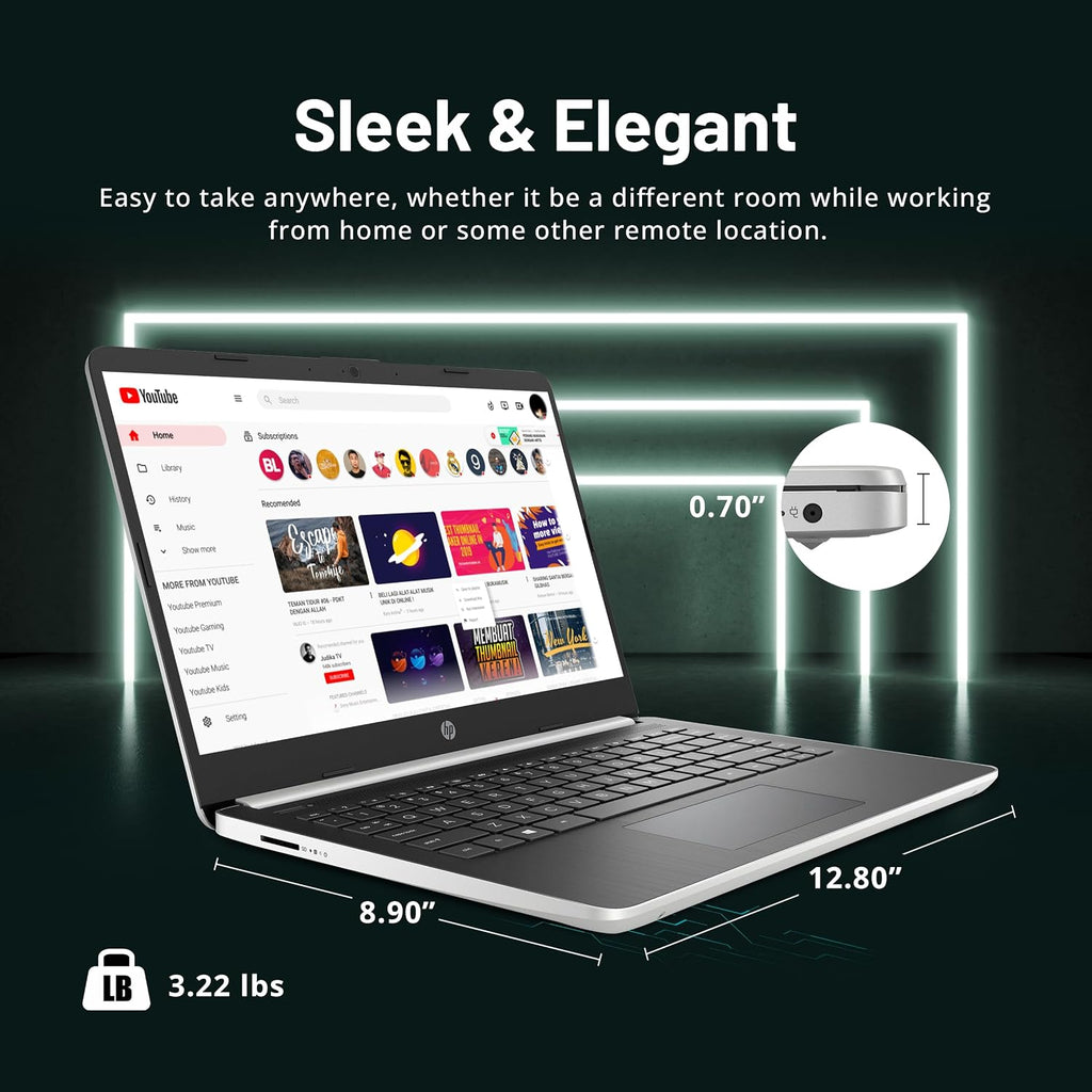HP 14'' FHD Laptop, Intel Pentium Silver N5000, 4GB DDR4 RAM, 224GB Storage(64GB eMMC + 160GB Docking Station Set), Intel UHD Graphics, Wi-Fi 5, 720p Webcam, Windows 10 S, Silver