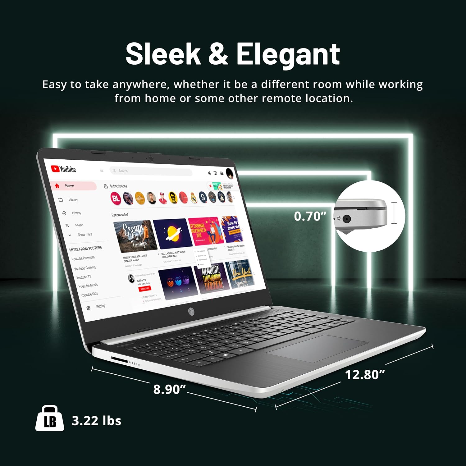 HP 14'' FHD Laptop, Intel Pentium Silver N5000, 4GB DDR4 RAM, 224GB Storage(64GB eMMC + 160GB Docking Station Set), Intel UHD Graphics, Wi-Fi 5, 720p Webcam, Windows 10 S, Silver