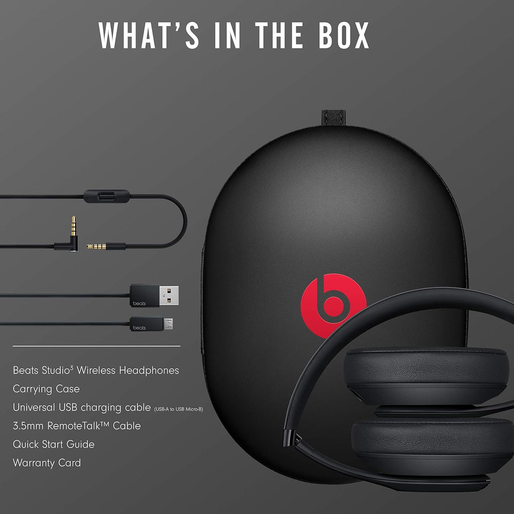 Beats Studio3 Wireless Noise Cancelling Over-Ear Headphones - Matte Black (Renewed)