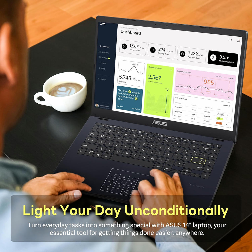ASUS Laptop, 14-inch FHD Display, Intel Pentium Silver N6000, 4GB RAM, 64GB eMMC Storage, Windows 11 Home in S Mode, Intel UHD Graphics, Star Black, E410KA-PM464 (Renewed)