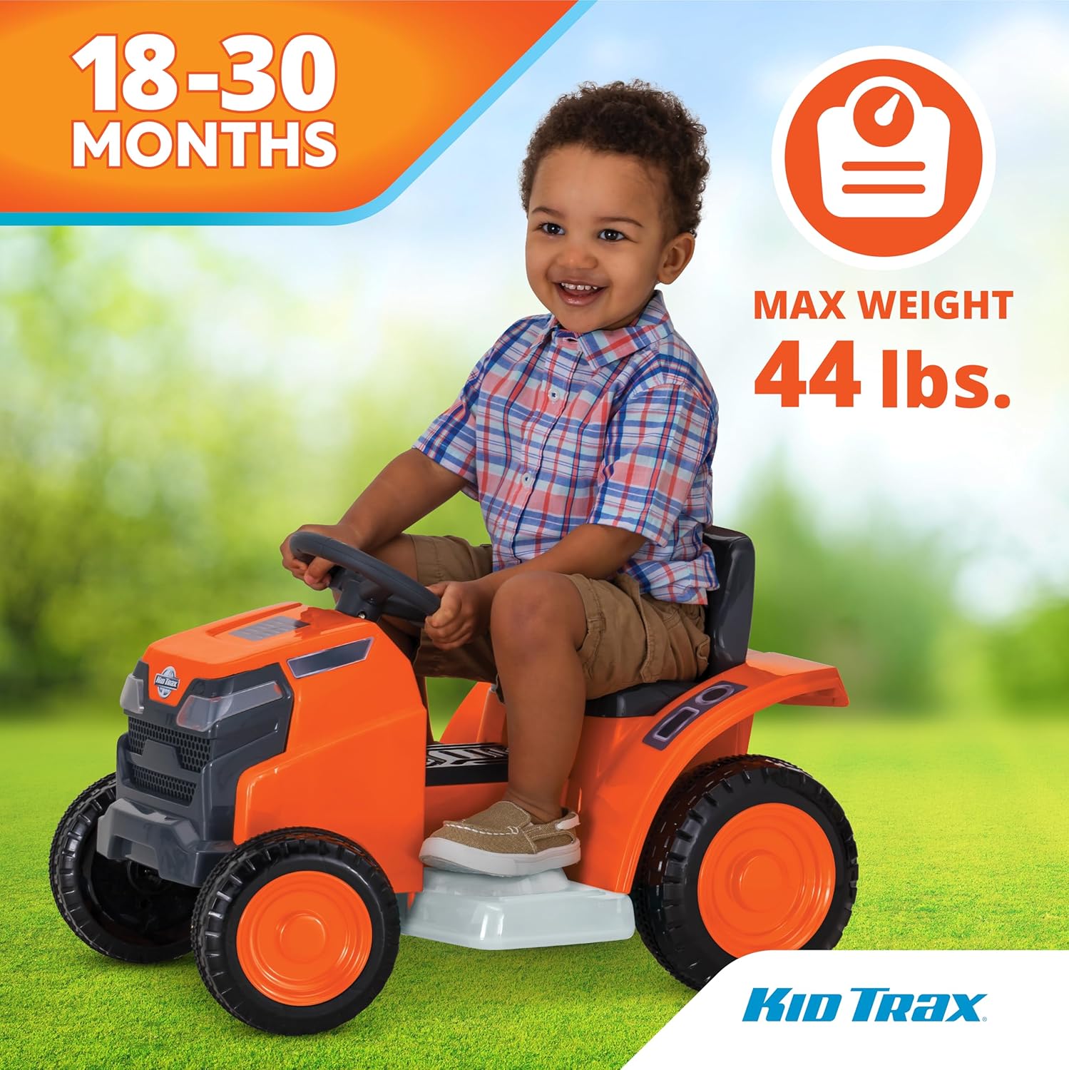 Kid Trax 6V Mow and Go Ride On Lawn Mower - Electric Cars for Kids, Toddler Outdoor Toys, Toddler Car, Kids Ride On Toys, Easy Drive, Durable, Ages 18-30 Months, Max Weight 44 lbs. 1.5 MPH