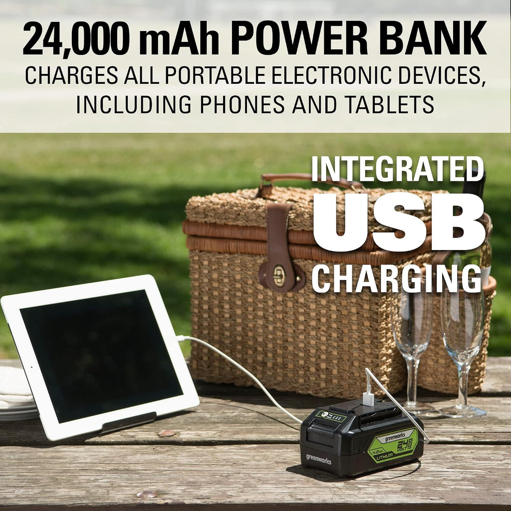 Greenworks 48V (2 x 24V) 19' Brushless Cordless (Push) Lawn Mower (125+ Compatible Tools), (2) 4.0Ah Batteries and Dual Port Rapid Charger Included