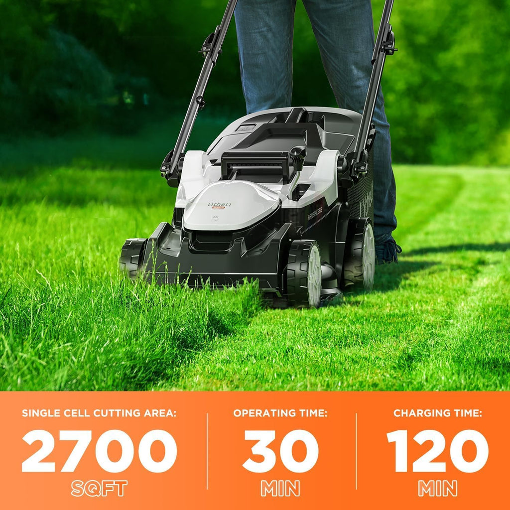 Litheli 40V (2 x 20V) 16' Electric Lawn Mower Cordless, Brushless Lawnmower with 6-Height Adjust, Portable & Lightweight Push Battery Powered Lawn Mower (2 * 4.0AH Batteries Included)