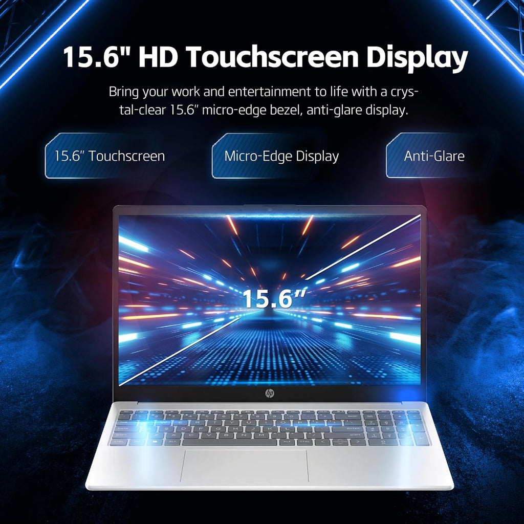HP 15.6' Touchscreen Laptop, Intel Core i5 Processor, 16GB RAM, 1TB SSD,Numeric Keypad, Bluetooth, Wi-Fi, Long Battery Life, Windows 11 Home, Alpacatec Accessories, Silver