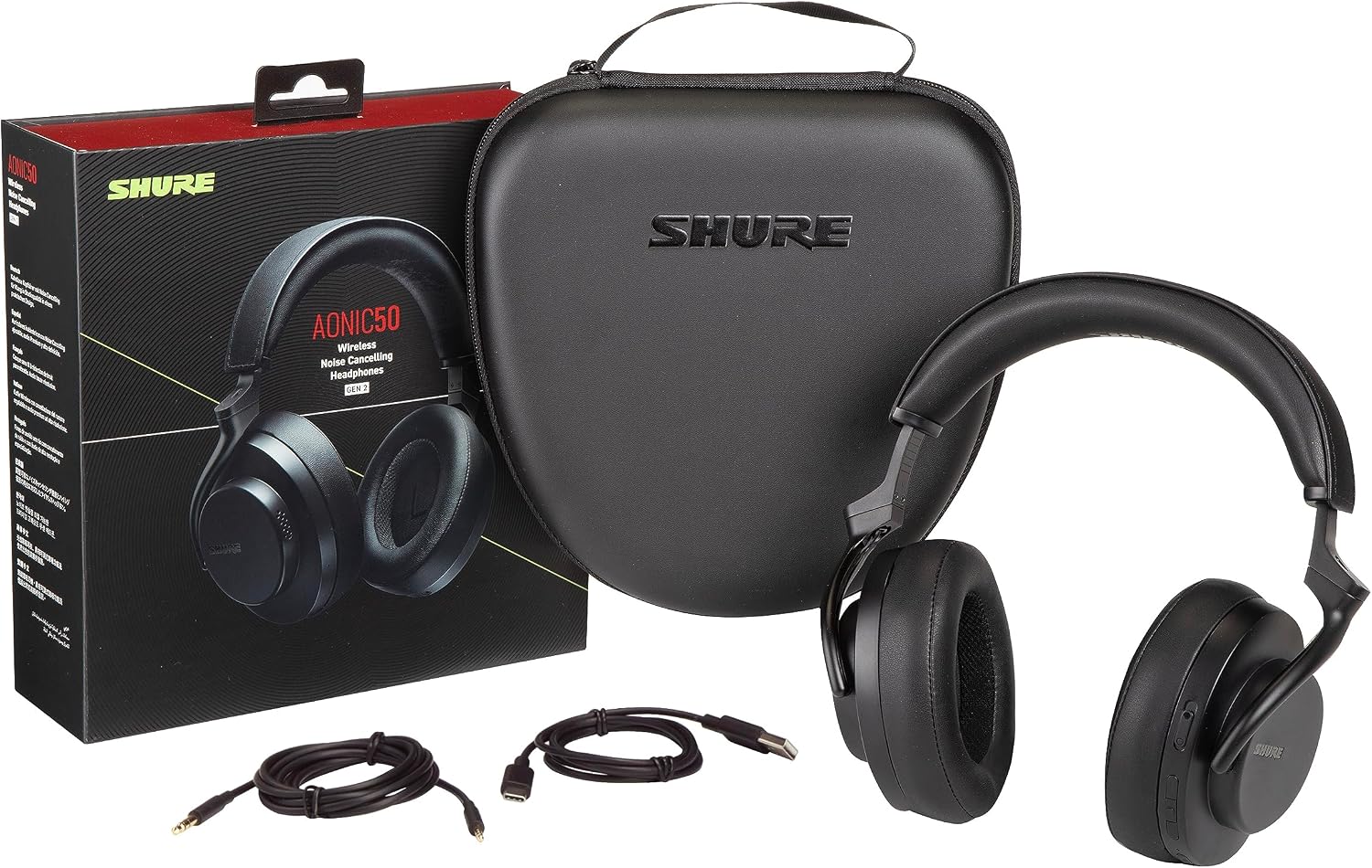 Shure AONIC 50 Gen 2 Wireless Noise Cancelling Headphones, Premium Studio Sound, Bluetooth 5, Customizable EQ, 45-Hour Battery, Over-Ear, Black