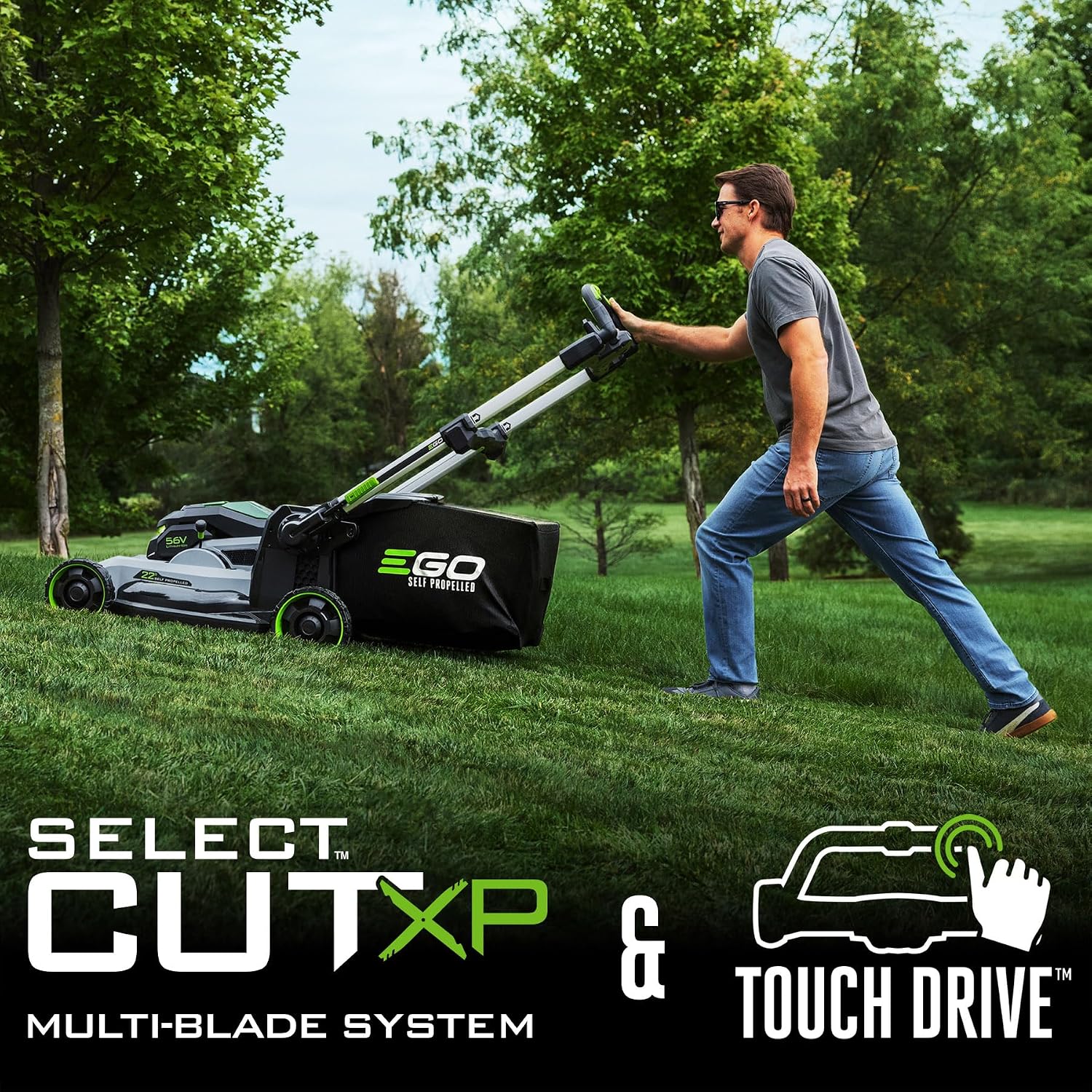 EGO POWER+ Electric Lawn Mower, Self-Propelled Cordless with 22' Super Composite Deck, Includes (2) 56V 6.0Ah Batteries and 560W Charger - LM2244SP-2